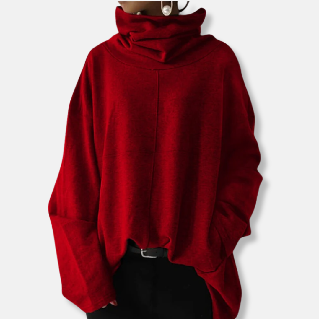 Women's oversized cotton blend pullover sweatshirt with draped cowl neck for everyday casual wear
