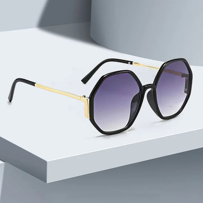 Oversized octagon gradient sunglasses UV400 lenses bold statement eyewear prisma multicolor frame