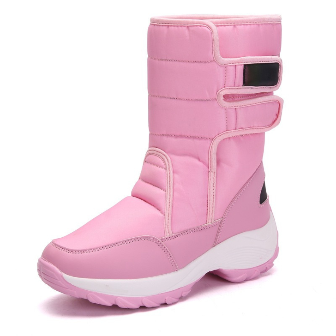 Women's slip-on ankle boots with plush faux fur cuff, PU upper, sleek winter style
