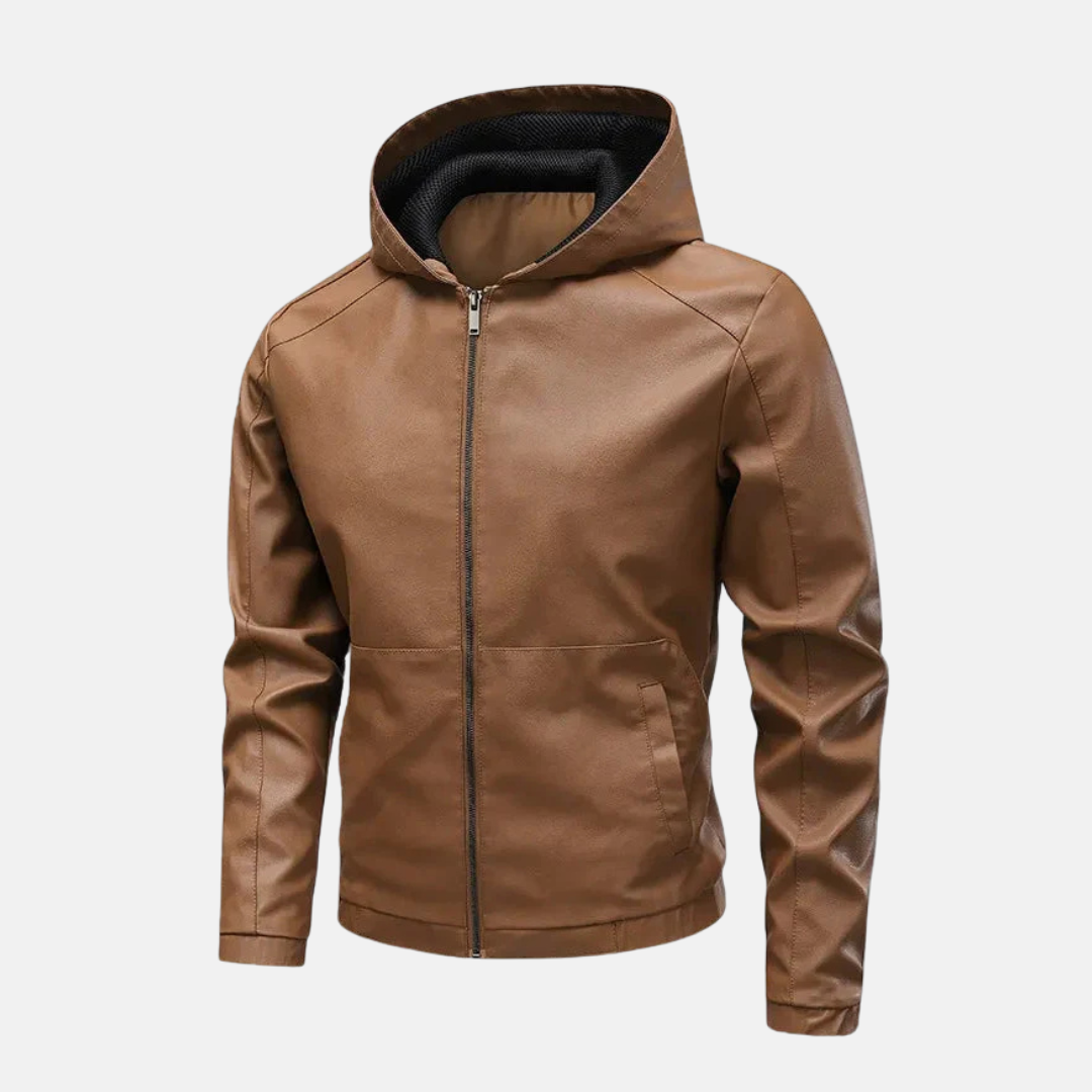 Men's slim-fit hooded jacket dark panel design full-zip wind-blocking cuffs urban style