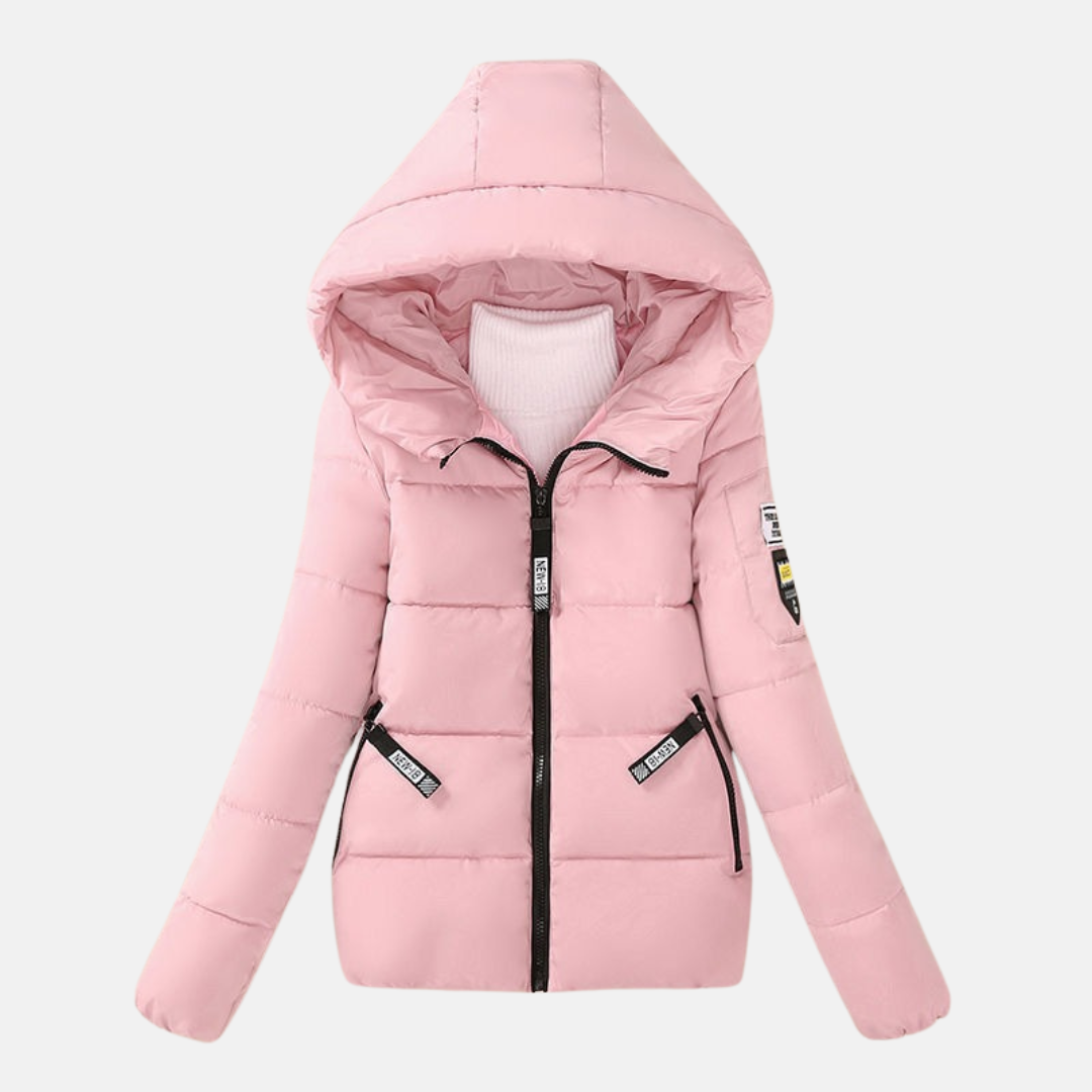 Women's quilted padded hooded coat relaxed fit cozy insulated warmth everyday winter outerwear