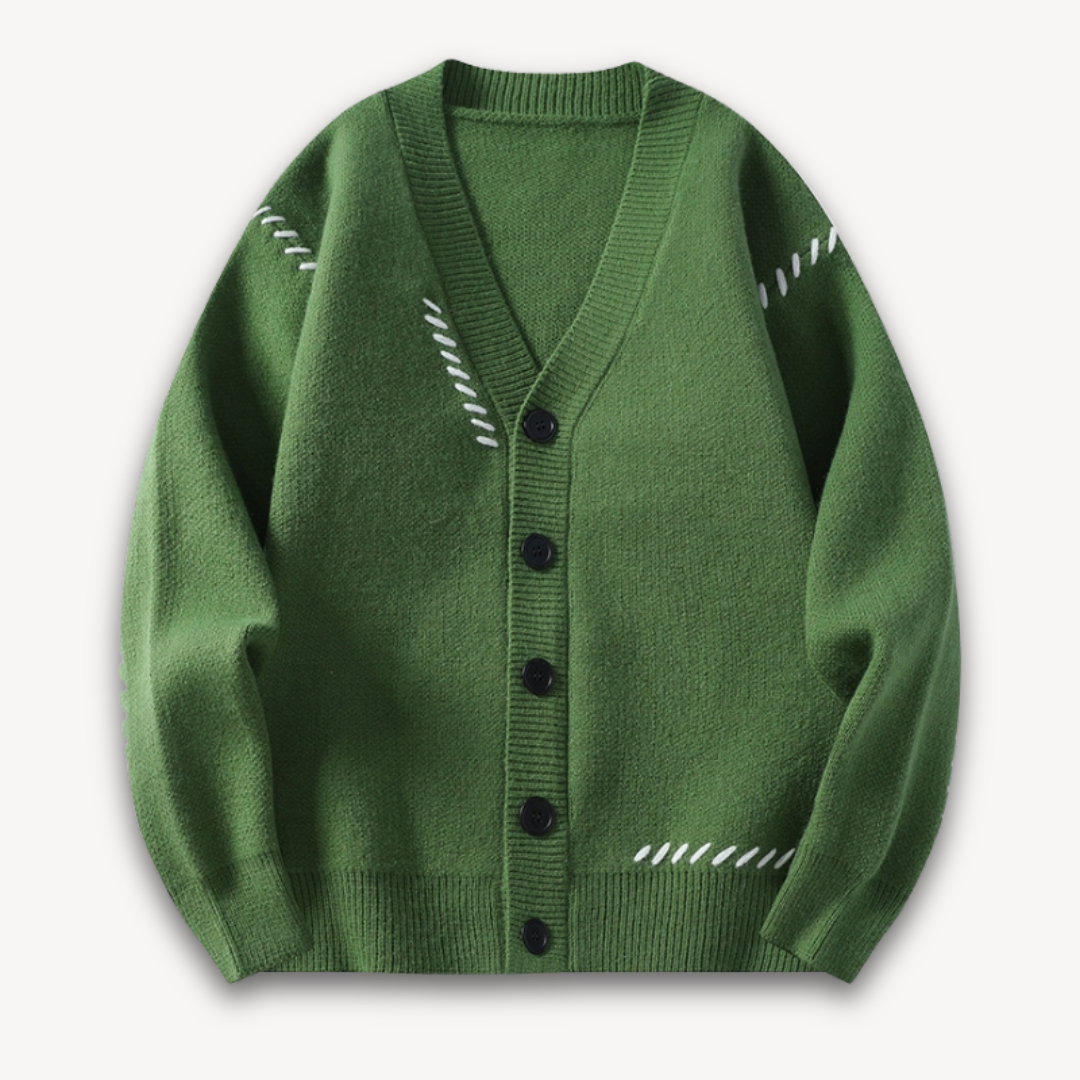 Men's cream oversized cardigan soft wool-blend knit relaxed silhouette casual layering