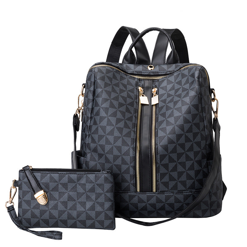 Black convertible anti-theft backpack transforms into handbag with hidden security zipper pockets