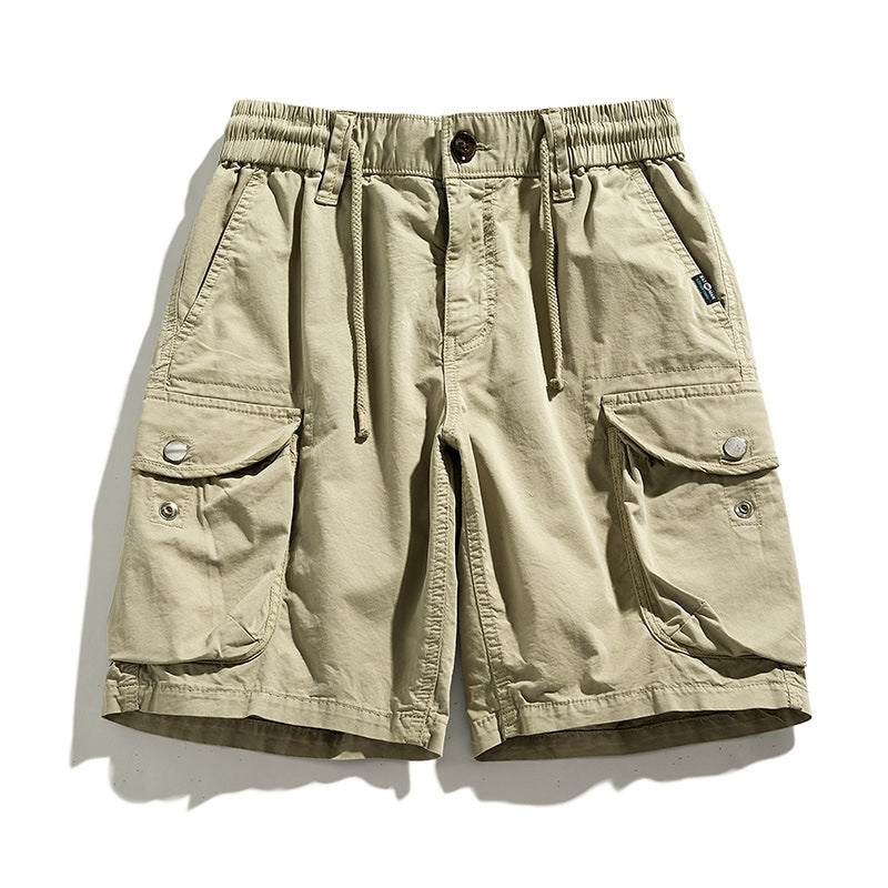 Karnor cotton cargo shorts elastic waist secure flap pockets all-season work weekend style