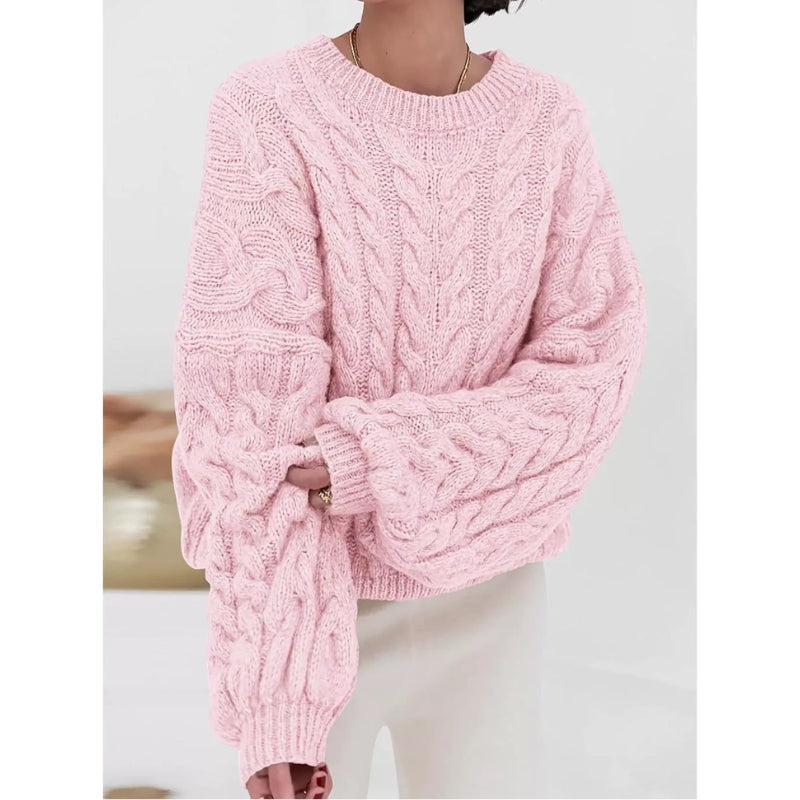 Oversized chunky knit sweater for women in cozy soft yarn relaxed fit lightweight cold weather layer