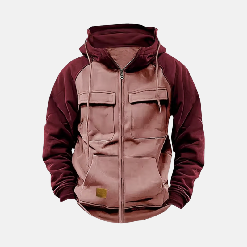 Men's knit blend relaxed hip-length pullover hoodie with drawstrings for casual athleisure