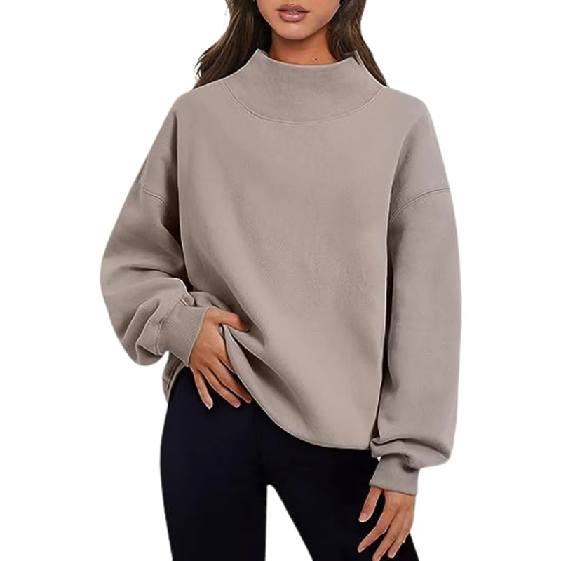 Loose unisex long sleeve pullover in minimalist style, relaxed fit with soft lightweight warm fabric