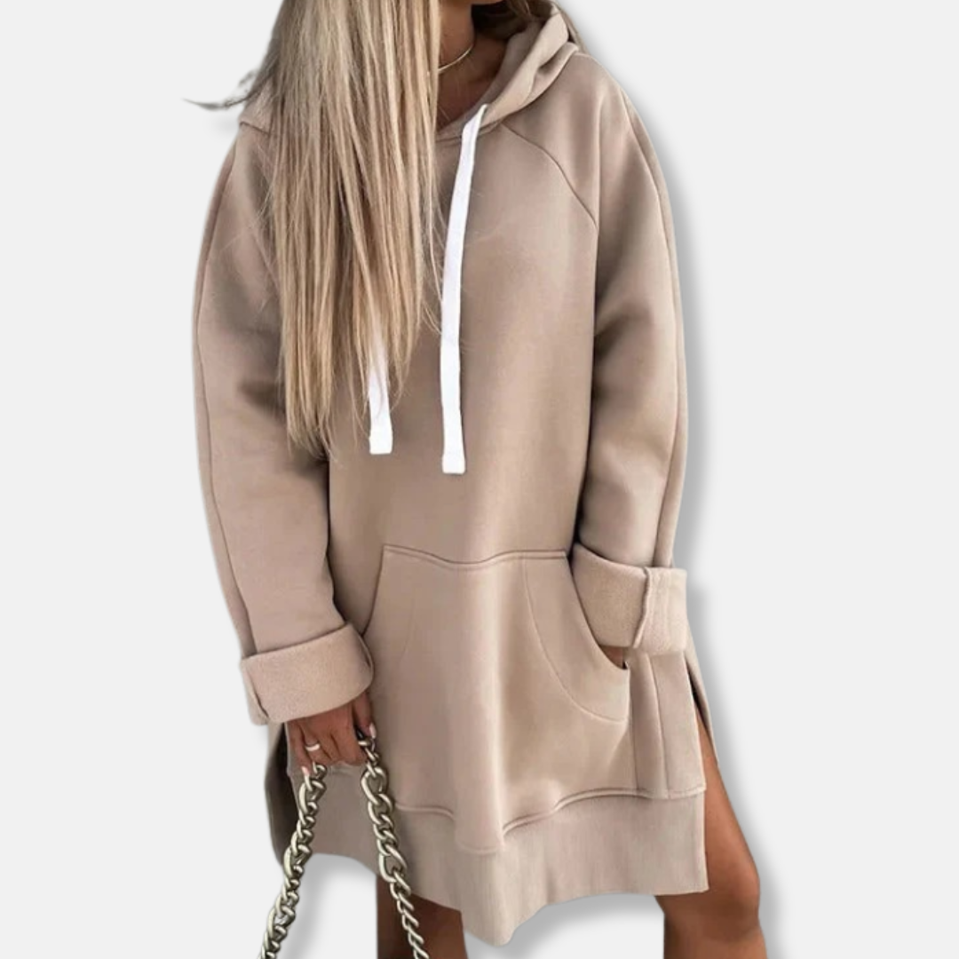 Women's oversized hoodie dress cotton blend cozy fit with kangaroo pocket casual loungewear style