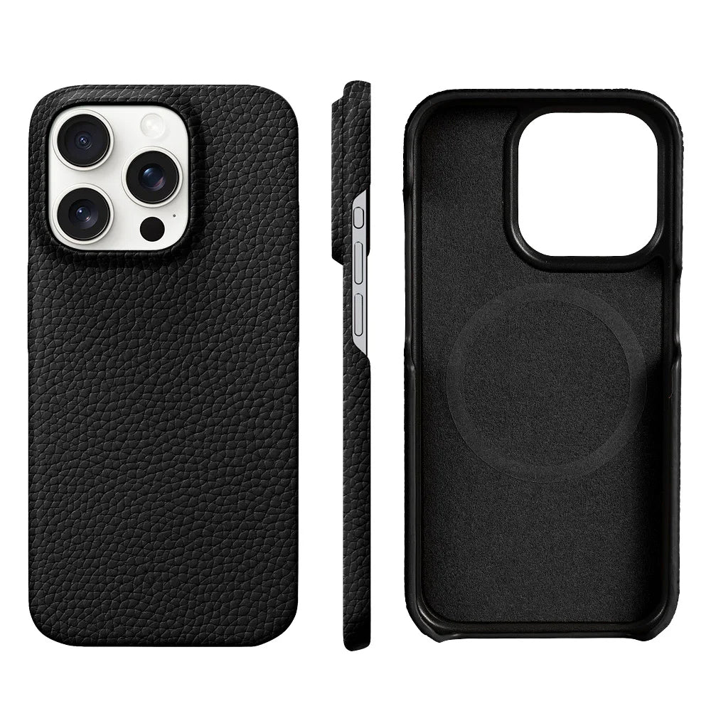 Executive genuine leather iPhone case raised edge lens protection slim professional premium design