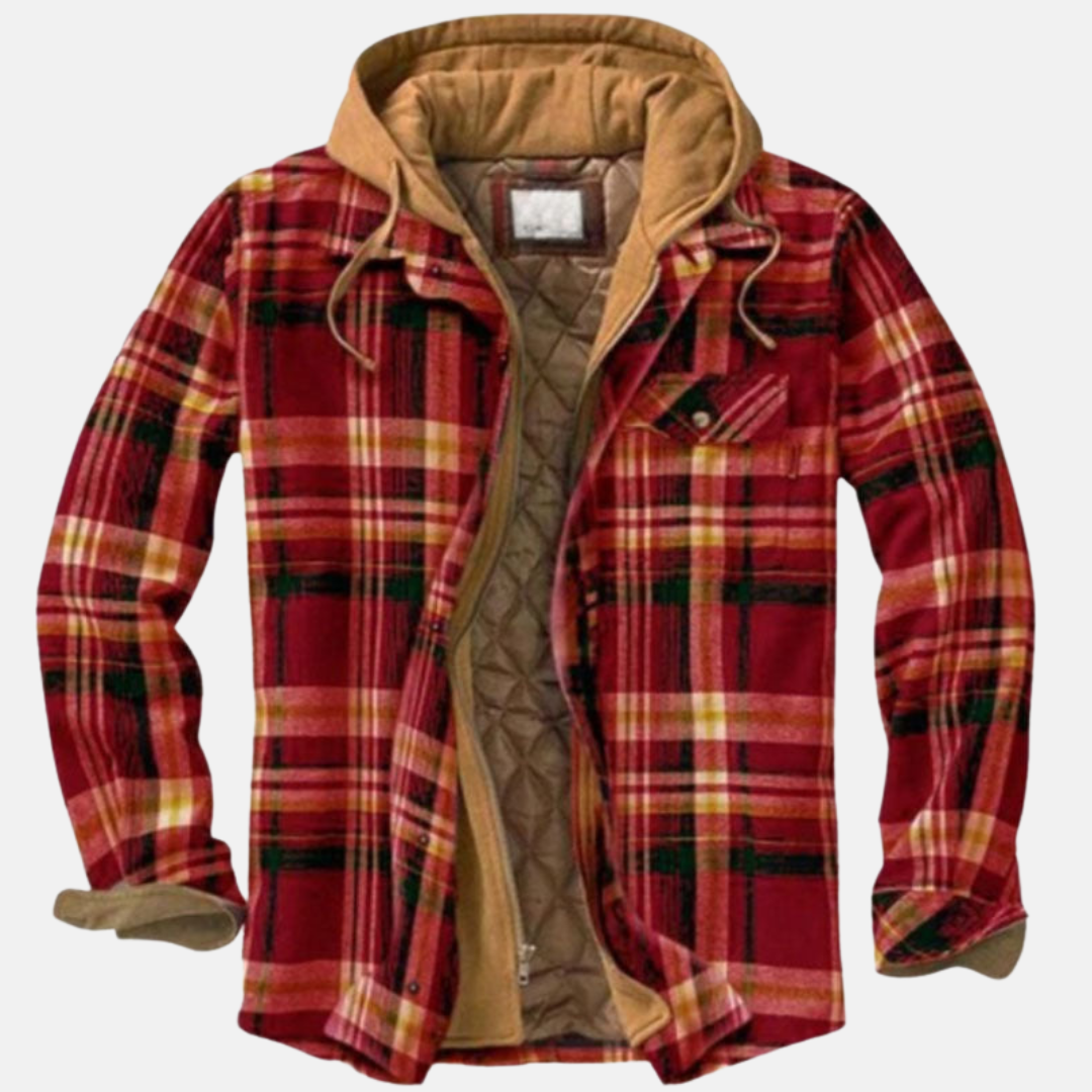 Men's quilted flannel shirt jacket rugged layered style with cozy quilted warmth for outdoor use