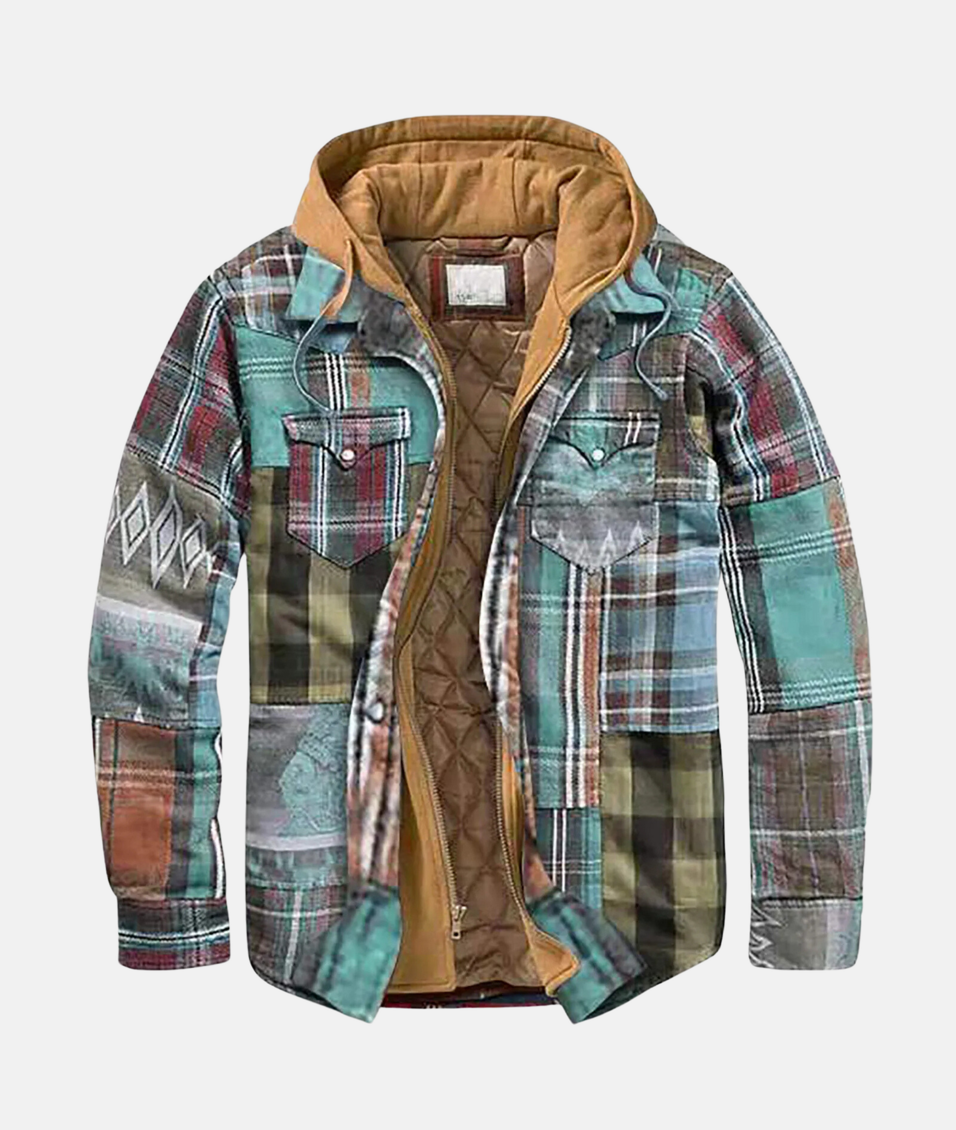 Men's plaid flannel hooded shirt jacket, soft warm winter layer with classic checkered pattern