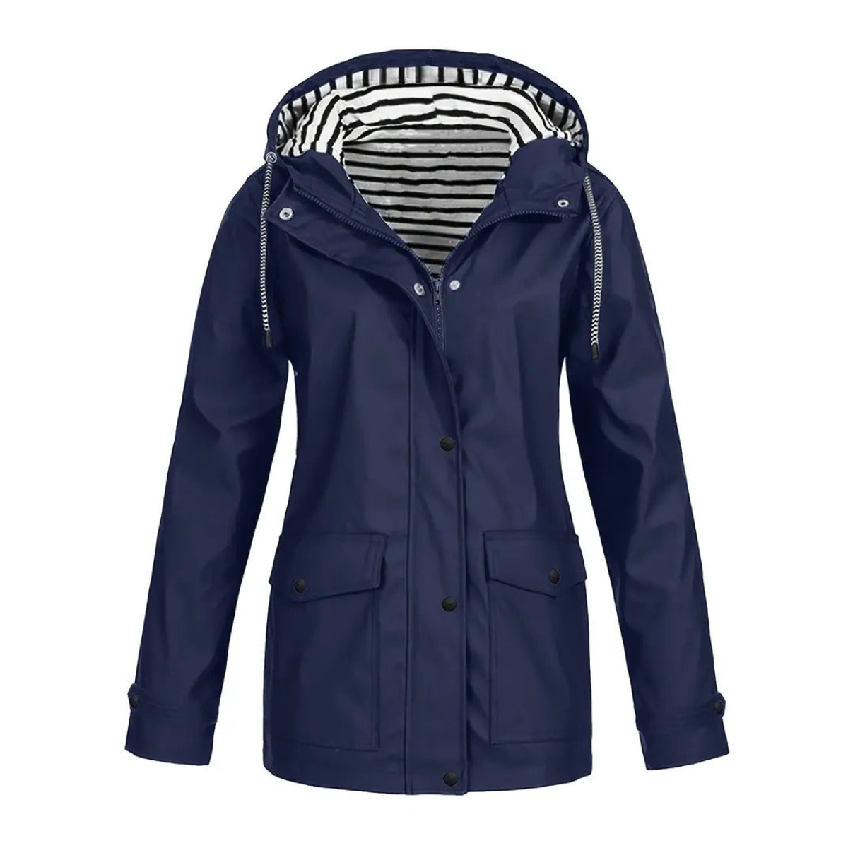 Women's adjustable hooded raincoat water-repellent drawstring waist everyday weather protection
