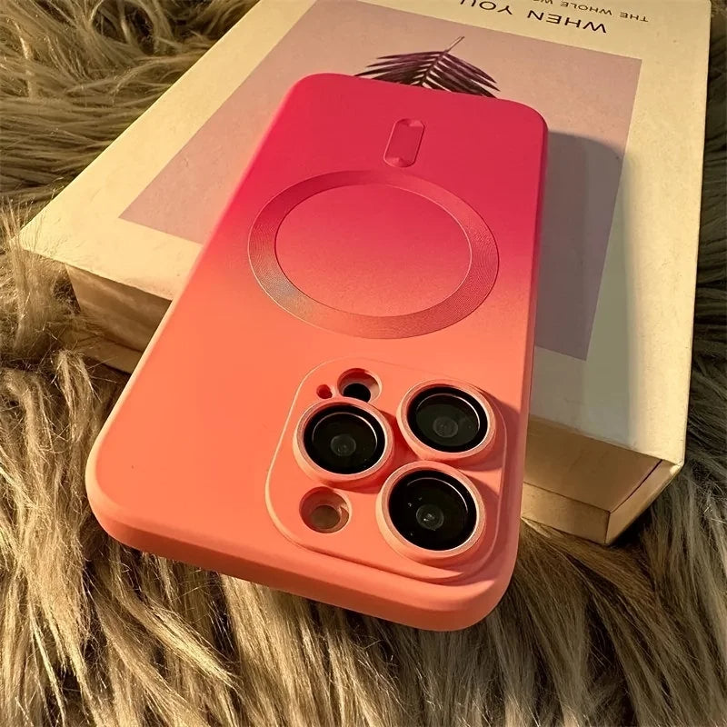 Flare Gradient MagSafe iPhone case dual-tone matte finish shock-absorbing edges wireless charging compatible