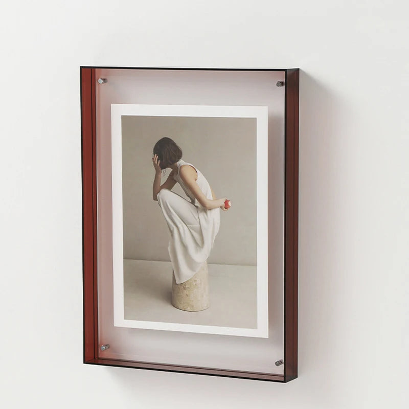 Vibrant transparent acrylic photo frame colorful modern display for wall or desk decor