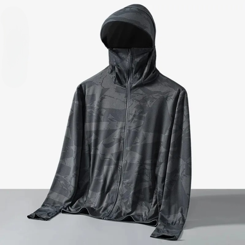 Men's camo jacket ice silk cooling UPF 50 quick-dry stretch lightweight outdoor athletic fit