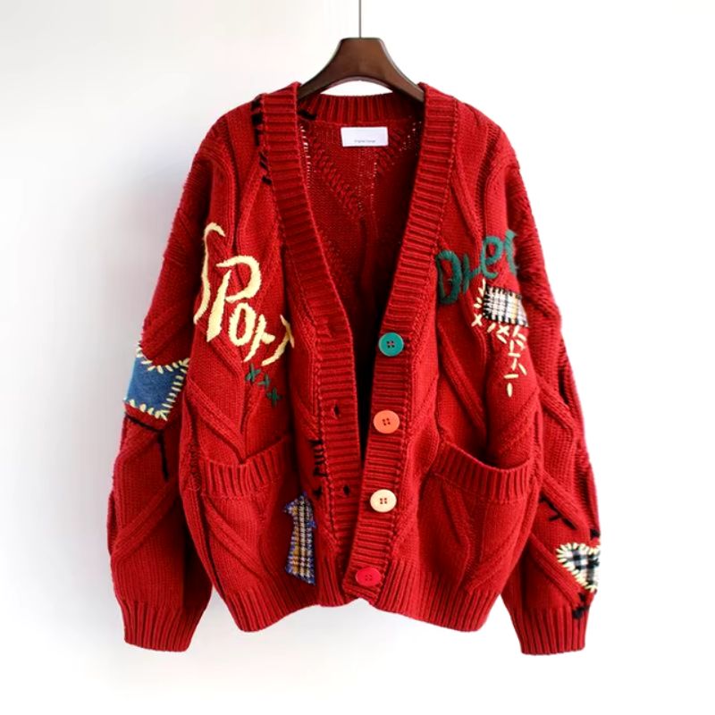 Patcha colorful textured knit cardigan cozy soft multicolor fashion-forward style with vibrant color pops