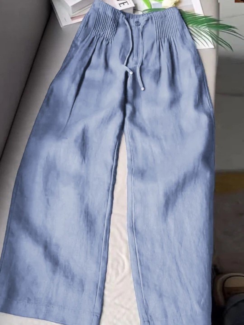 Women's relaxed wide-leg drawstring pants easy fit comfortable everyday wear straight silhouette