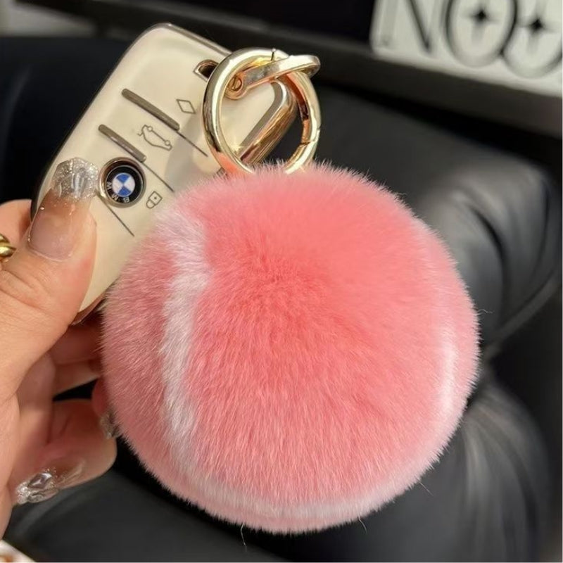 Urbann-Vibe plush tennis ball keychain ultra-soft fuzzy texture vibrant yellow with secure gold clasp