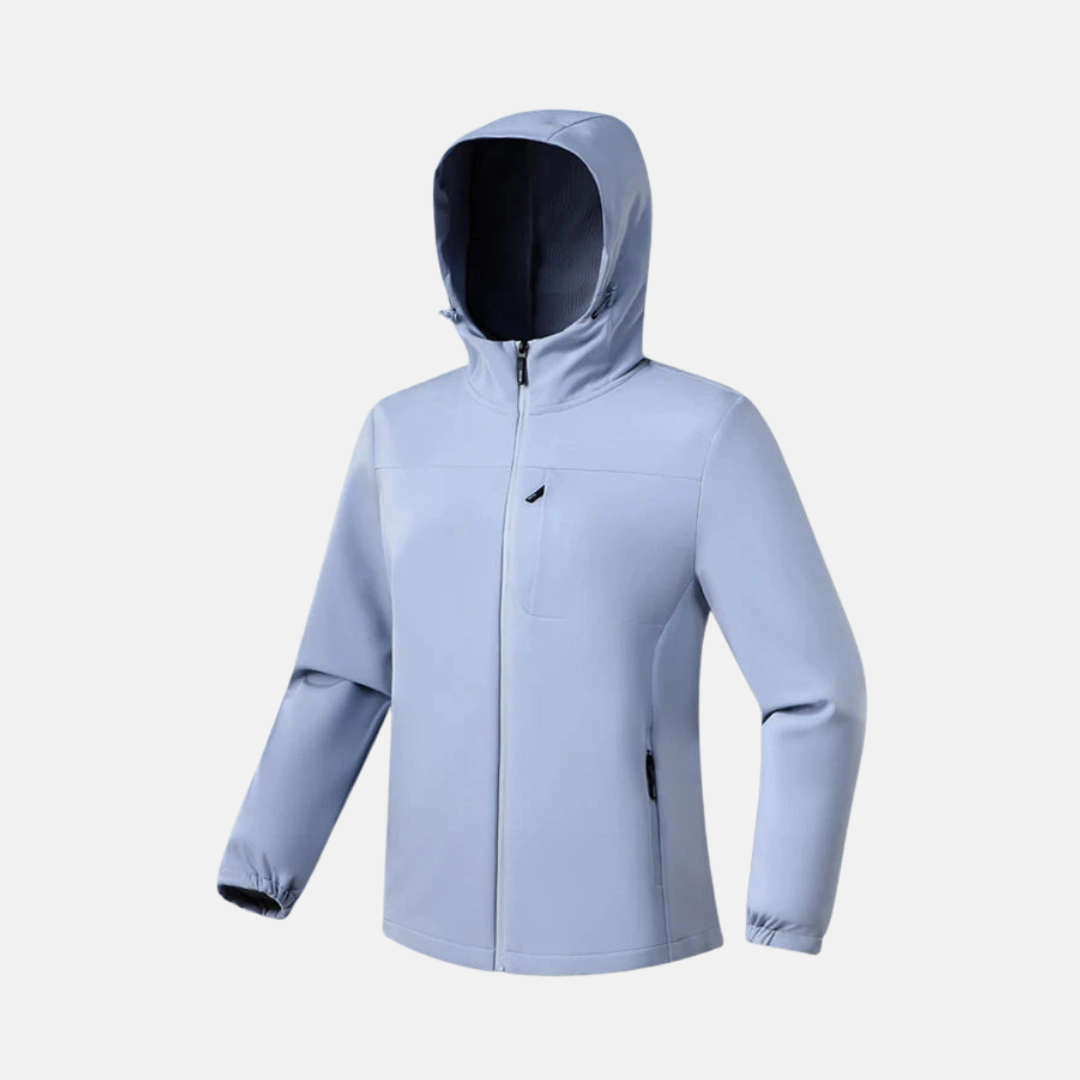 Women's stretch softshell hooded jacket regular fit with elastic cuffs, versatile active layer