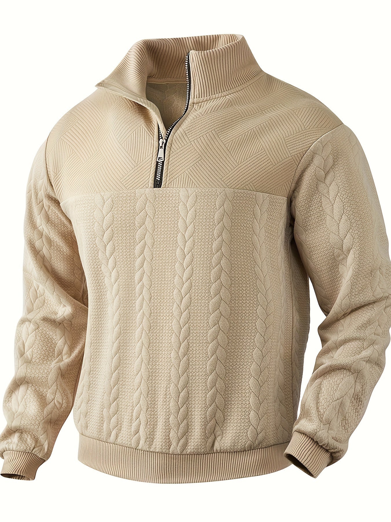 Men's vintage zip-up cotton sweater in classic style with modern zip closure for versatile wear