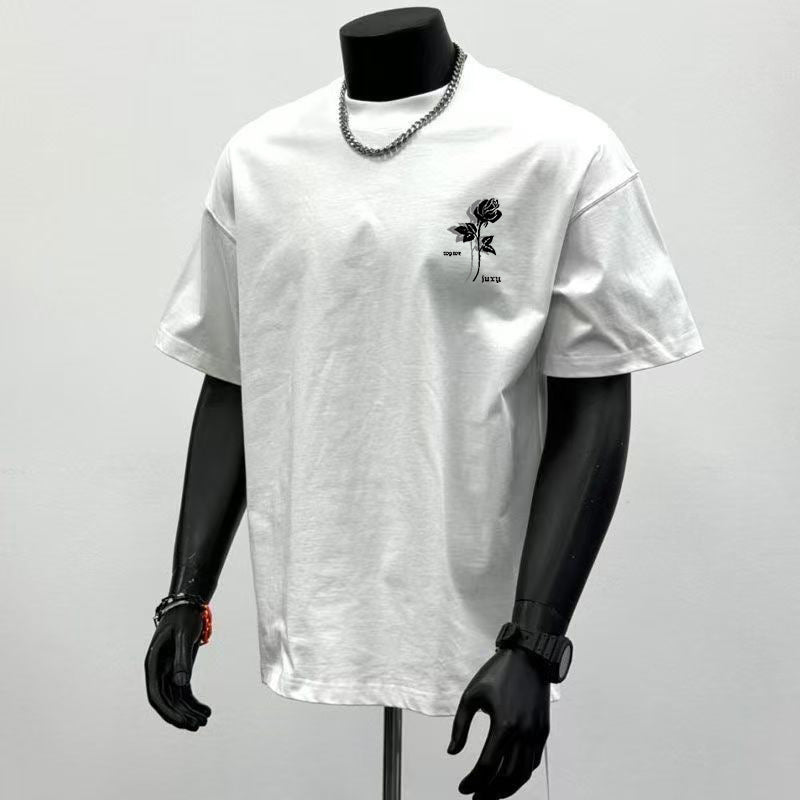 Men's heavyweight cotton t-shirt classic cut breathable everyday tee in solid color
