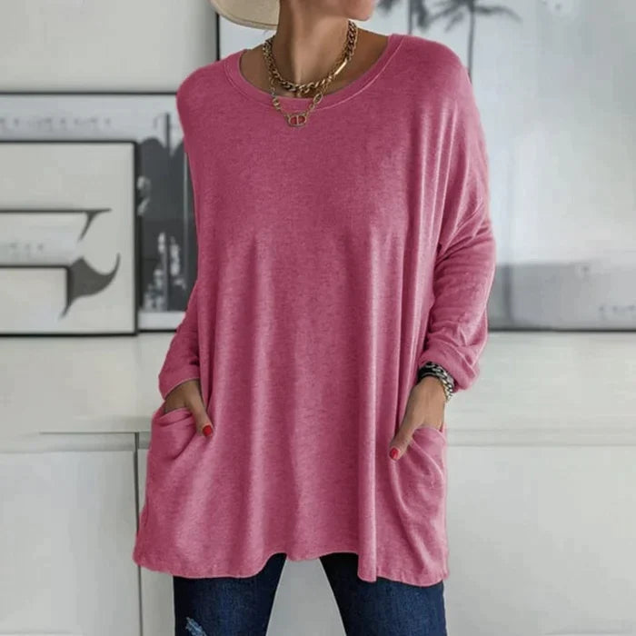 Women's winter tunic long-line cut elegant embellished details cozy layering style flattering fit
