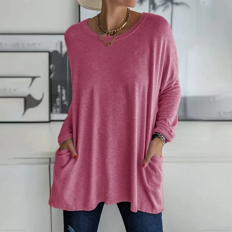 Women's cozy knit pullover sweater soft lightweight fabric versatile everyday layering style