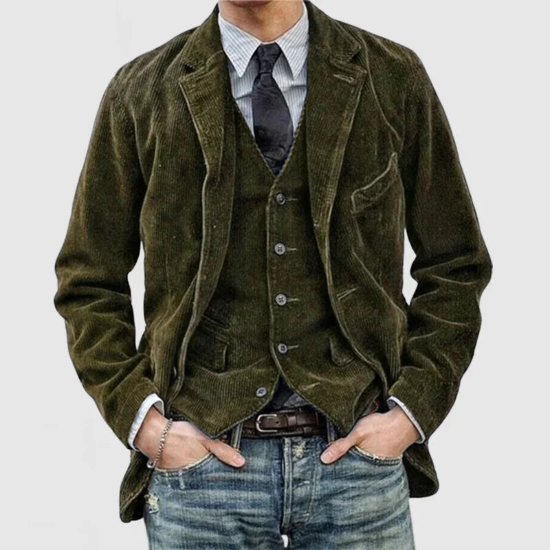 Men's structured casual blazer jacket with button closure, tailored fit, versatile for office or everyday wear