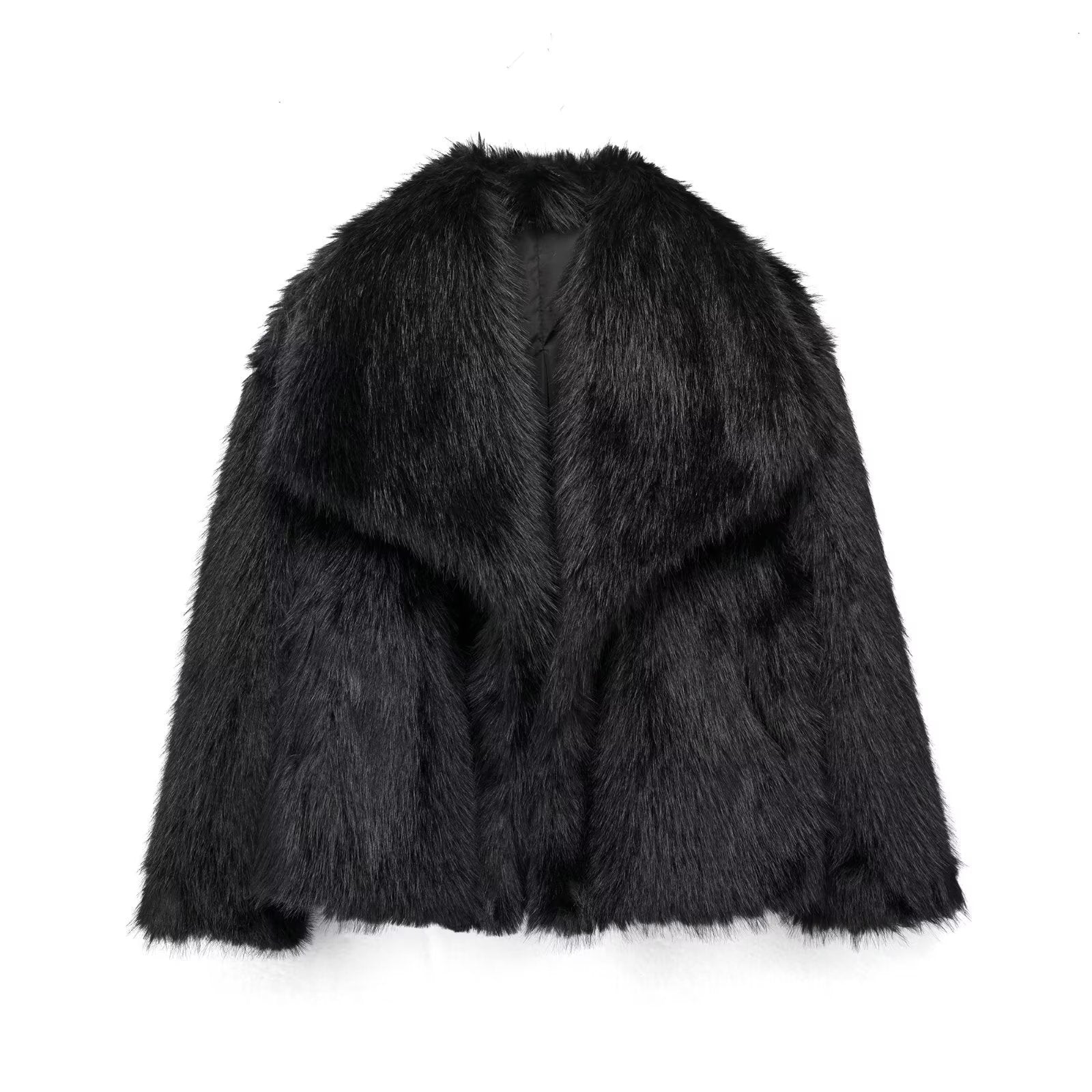 Charcoal heavy winter coat modern clean-cut silhouette spandex stretch long sleeves everyday professional