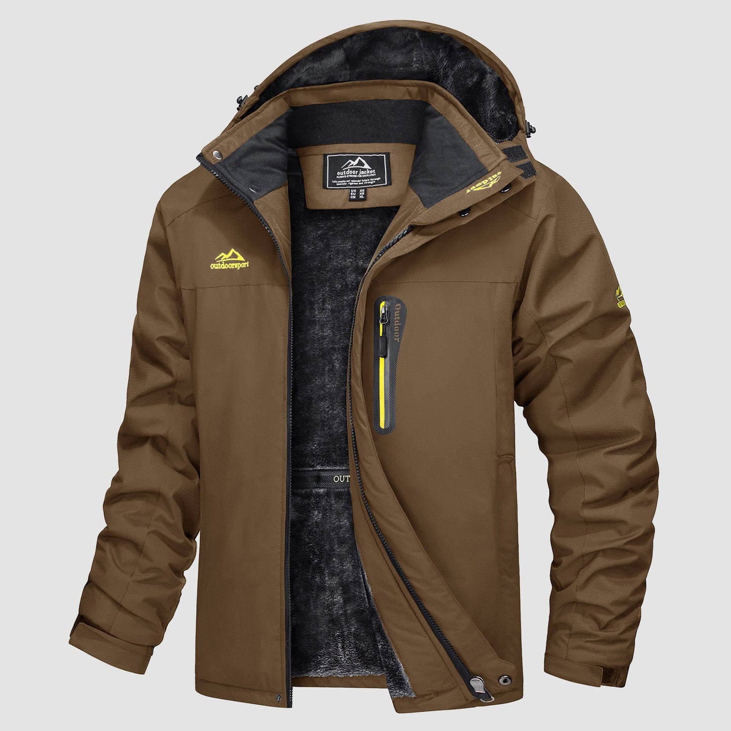 Men's water-resistant ski jacket fleece-lined parka in bold colorblock ultra-warm polyester shell
