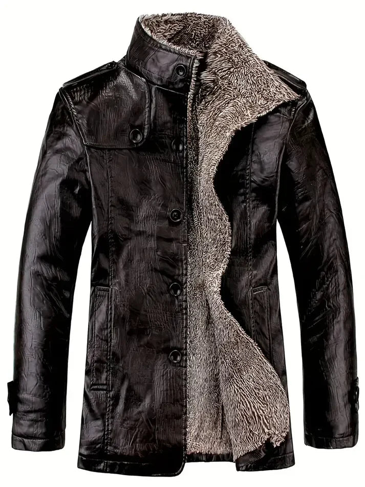 Taliesin men's brown leather jacket fleece-lined classic fit warm durable outerwear