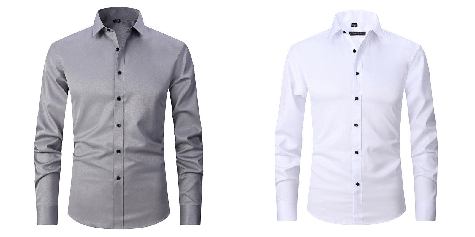 Men's slim fit long sleeve stretch shirt in solid color, polished design for work and weekend wear