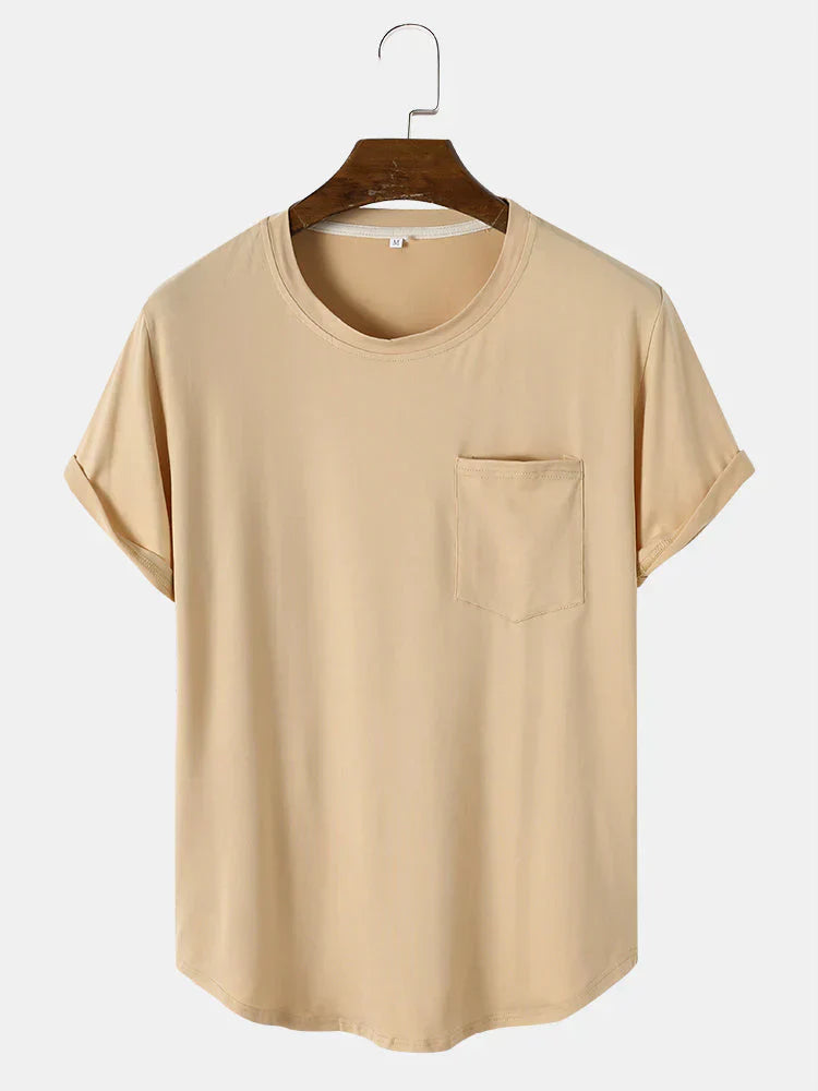 Men's classic crew neck pocket t-shirt relaxed fit soft everyday essential with chest pocket detail