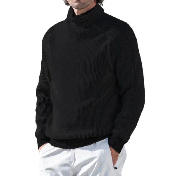 Men's gray turtleneck sweater slim fit sustainable knitwear elegant layering piece for professionals