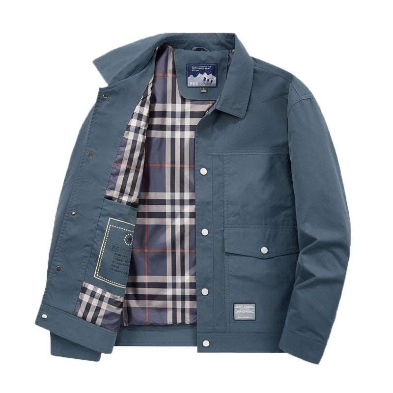 Olive green rugged field jacket tailored slim fit with secure utility pockets weather-resistant outerwear
