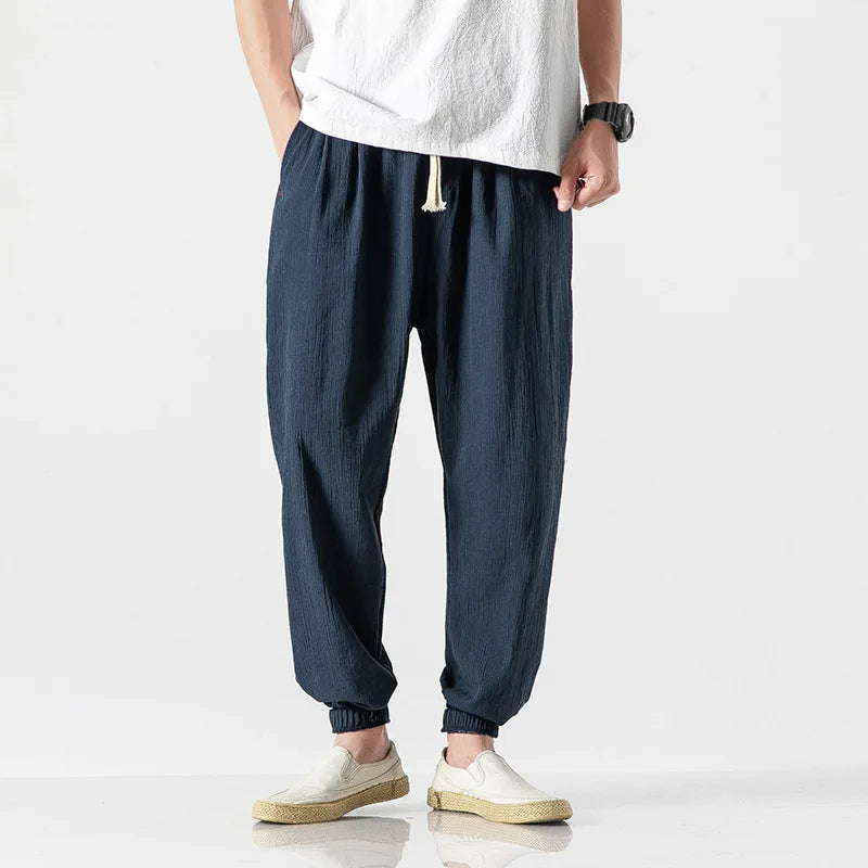 Men's tapered joggers relaxed fit lightweight breathable fabric with elastic drawstring waist