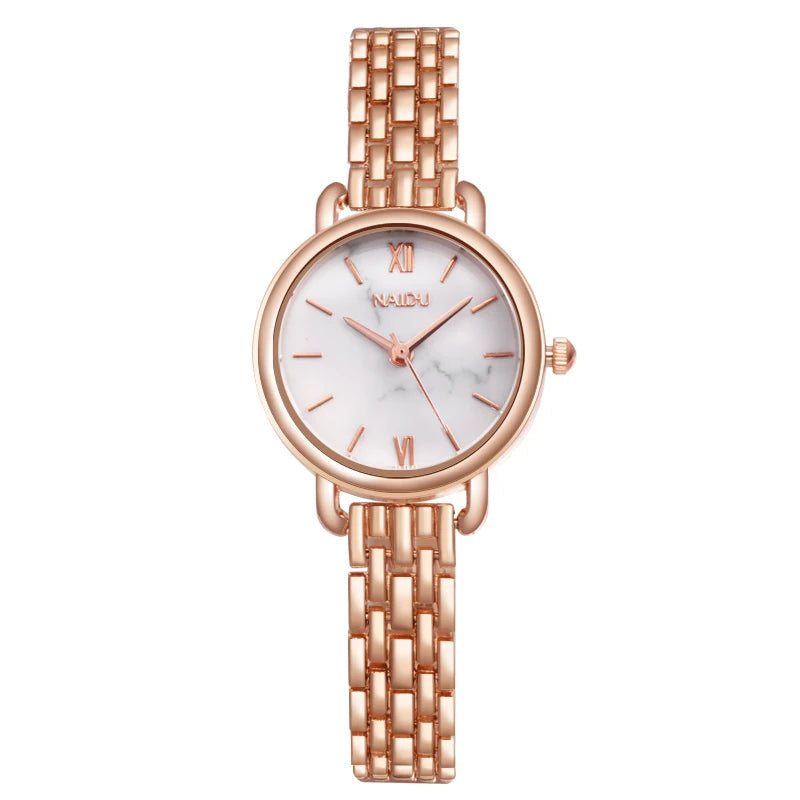 Athena marble dial quartz watch stainless steel band elegant everyday professional timepiece