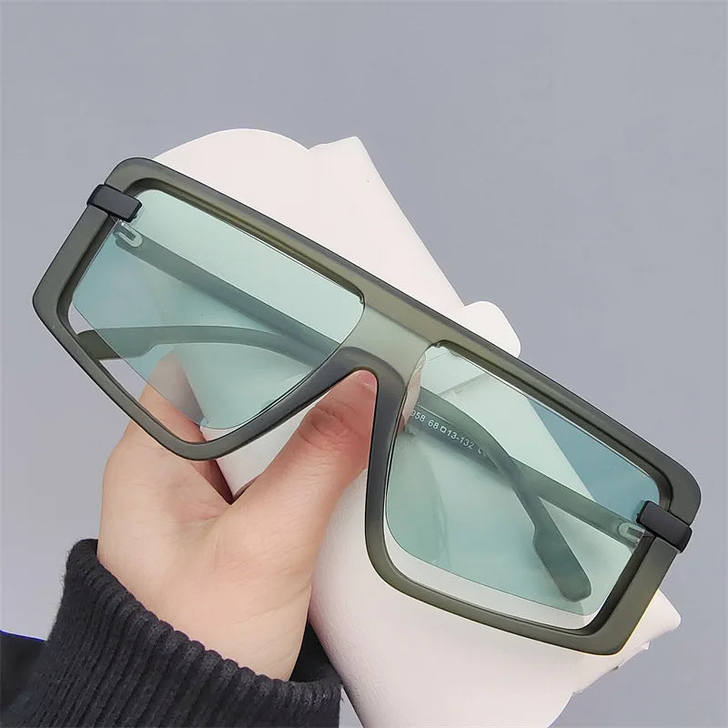 Bold oversized square frame sunglasses UV400 protection sleek unisex design all-day wear