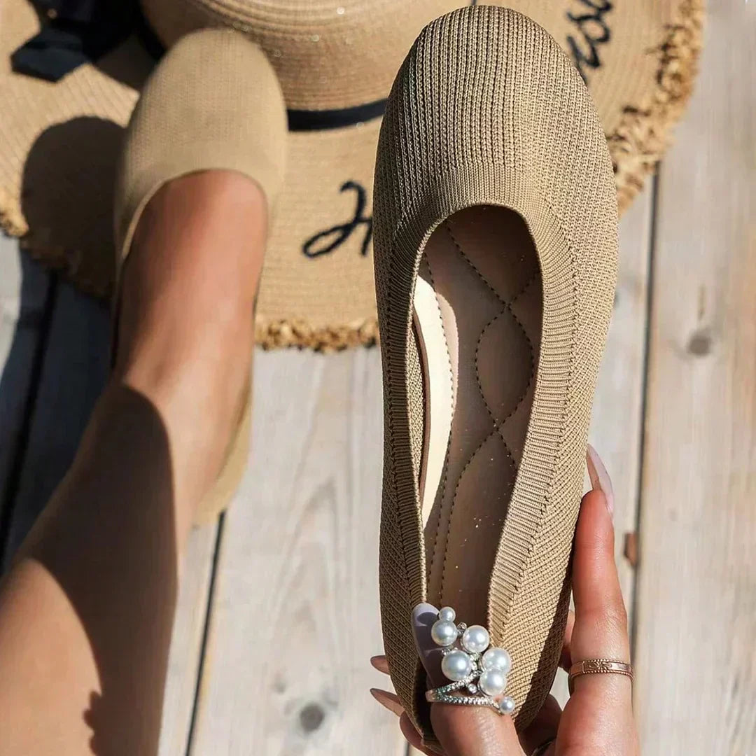 Valérie breathable orthopedic shoes beige mesh slip-on with podiatrist-designed posture support sole