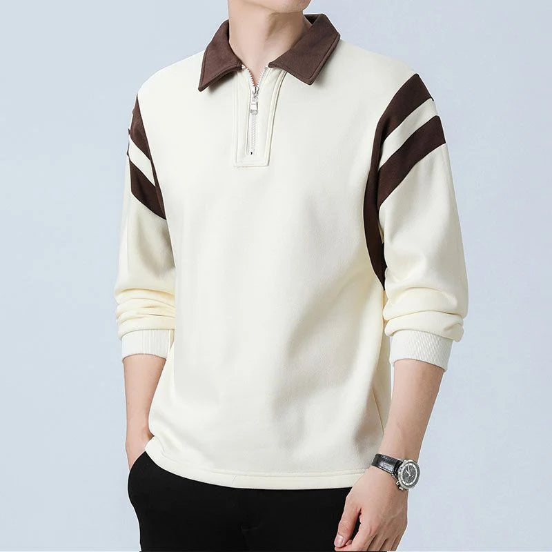 Hudson unisex quarter-zip pullover cotton blend retro collar flexible fit everyday comfort