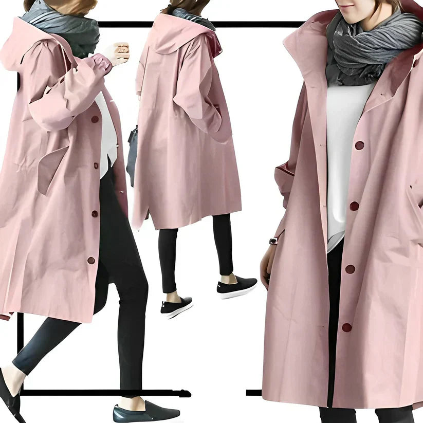 Blesyn long hooded windbreaker, windproof slim fit for active outdoor use with sustainable comfort