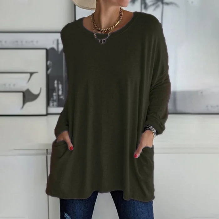 Ruby | Women's Oversized Long Sleeve Tunic Top with Pockets