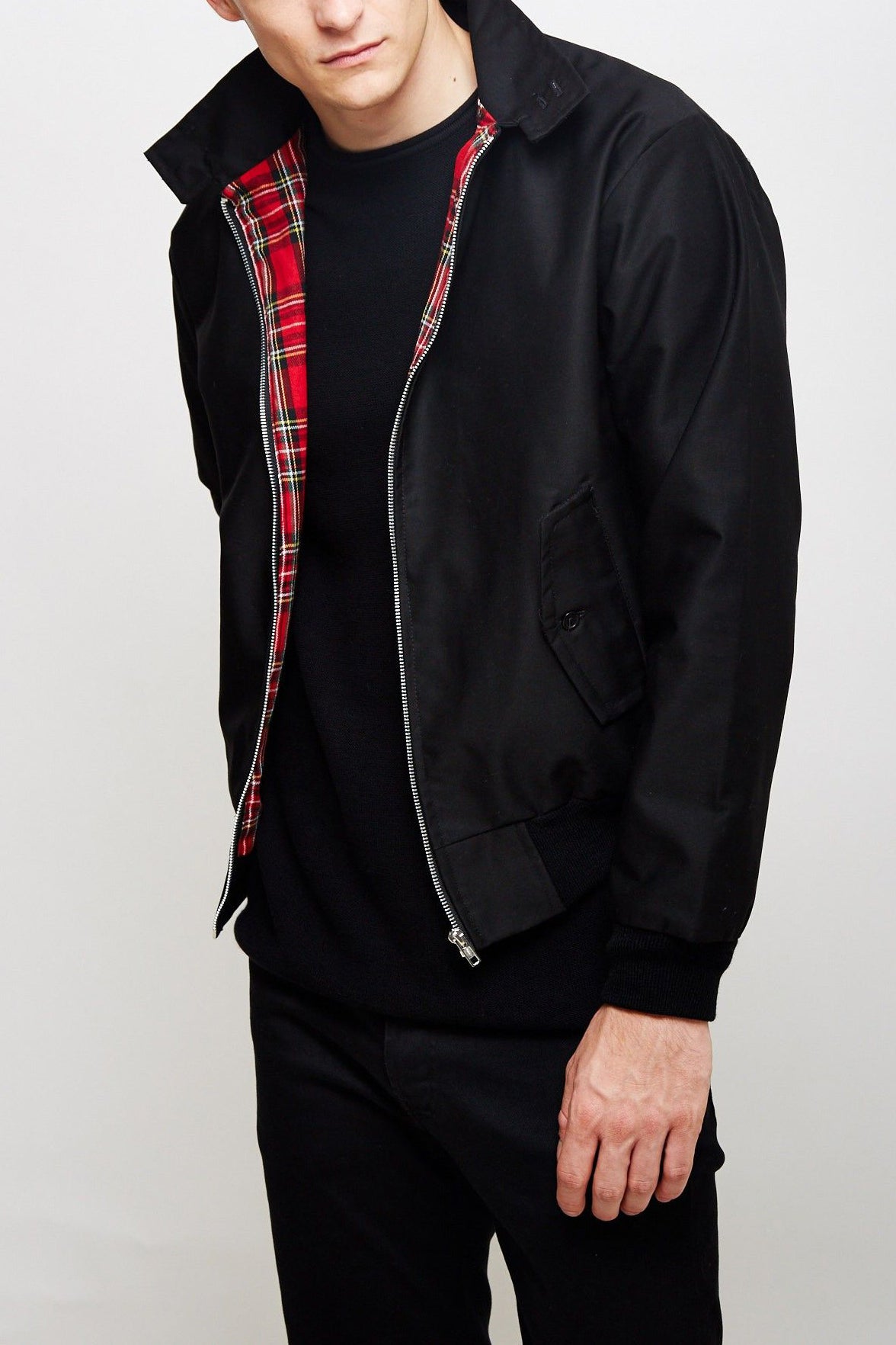 Men's short zip-up jacket lightweight casual urban style with classic collar and clean silhouette