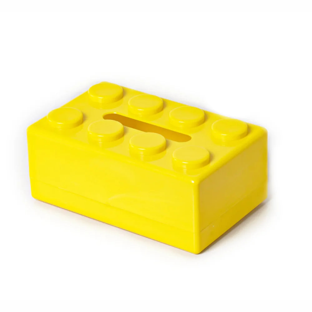 Bright ABS plastic nostalgic block-style tissue holder, durable colorful desk decor organizer