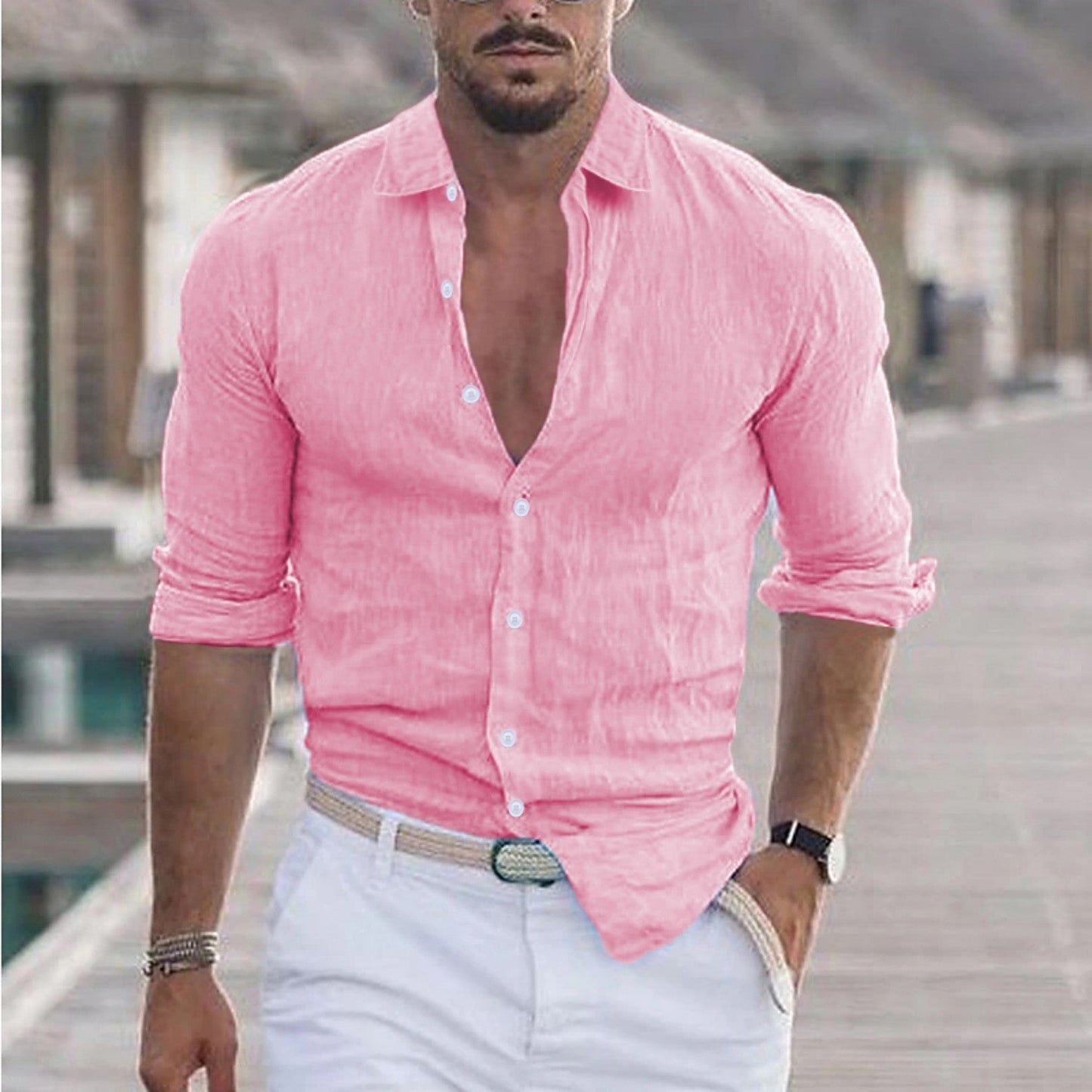 Finn men's light linen shirt spread collar relaxed modern fit breathable everyday elegant style