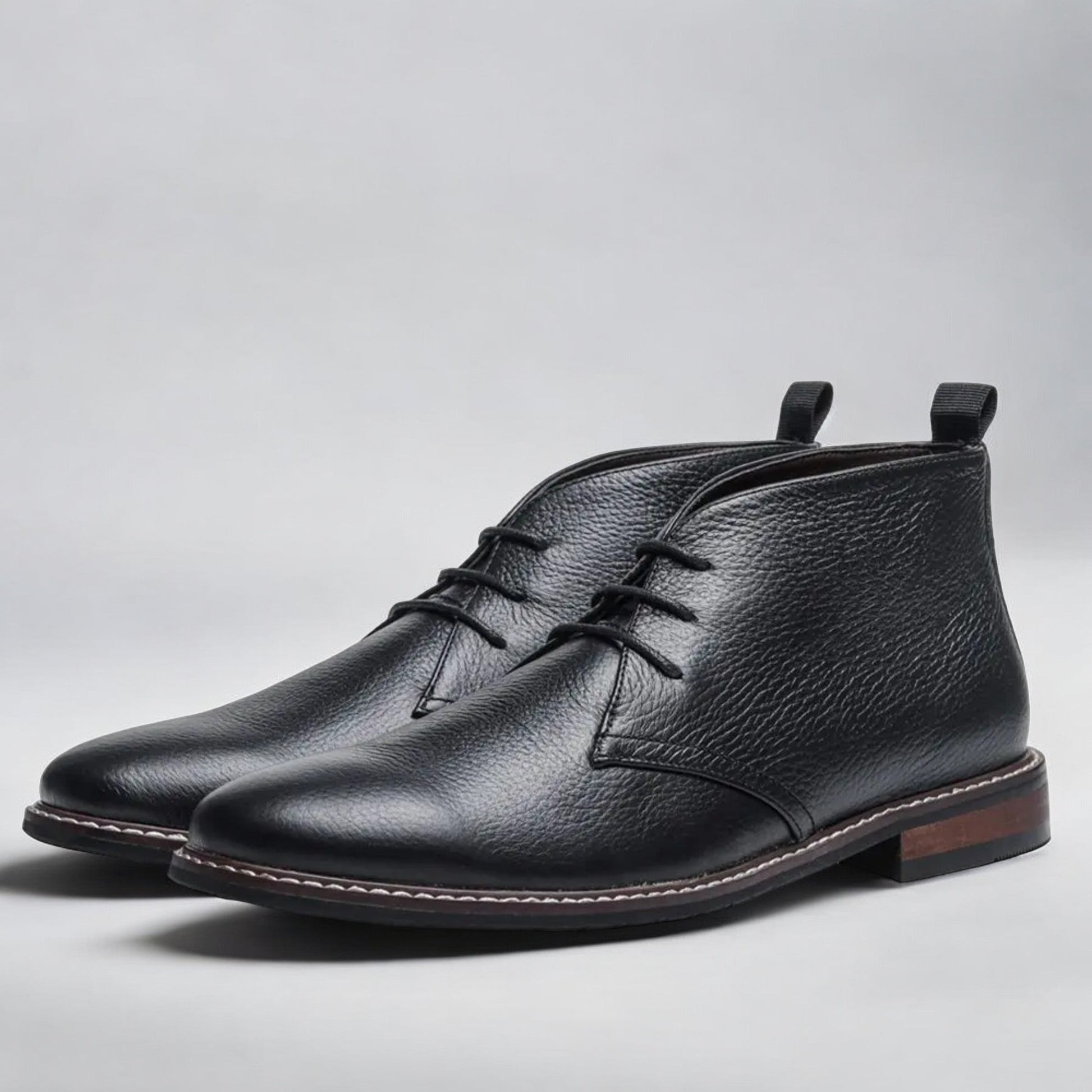 Men's genuine leather chukka boots in tan, loafer-inspired ankle silhouette with all-day comfort sole