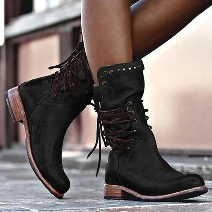 Men's brown leather lace-up boots classic ankle style with durable premium leather upper