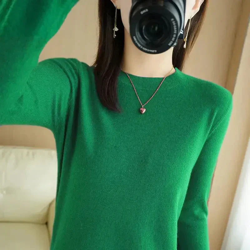 Women's soft knit sweater casual comfortable fit sustainable easy care fashionable everyday style