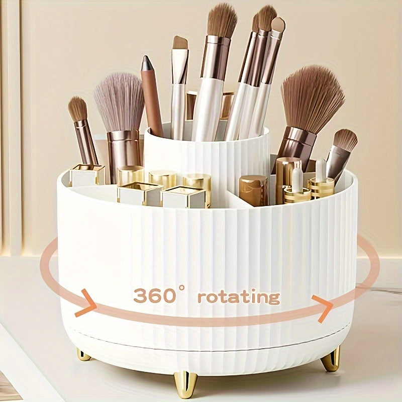 360° rotating makeup organizer stand, elegant space-saving cosmetic display with easy-access spinning design