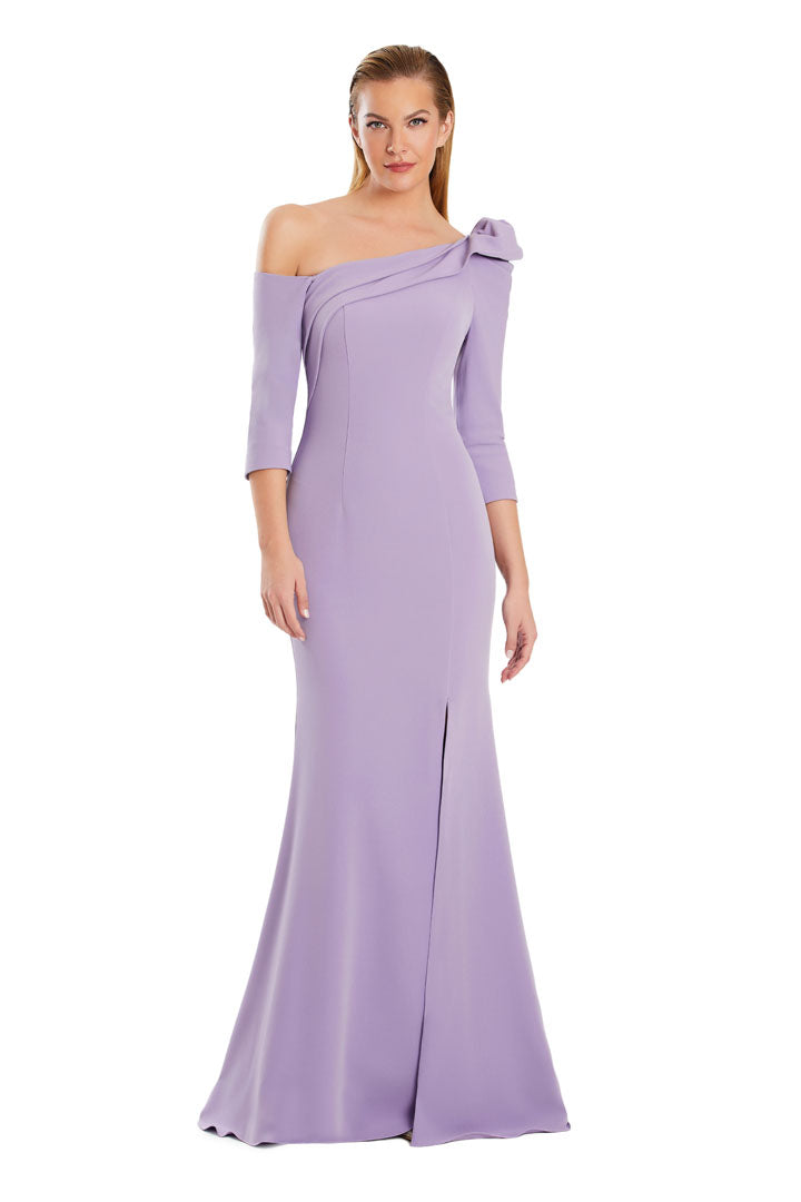 Alexander by Daymor one-shoulder pleated mermaid evening gown with dramatic slit, formal elegance